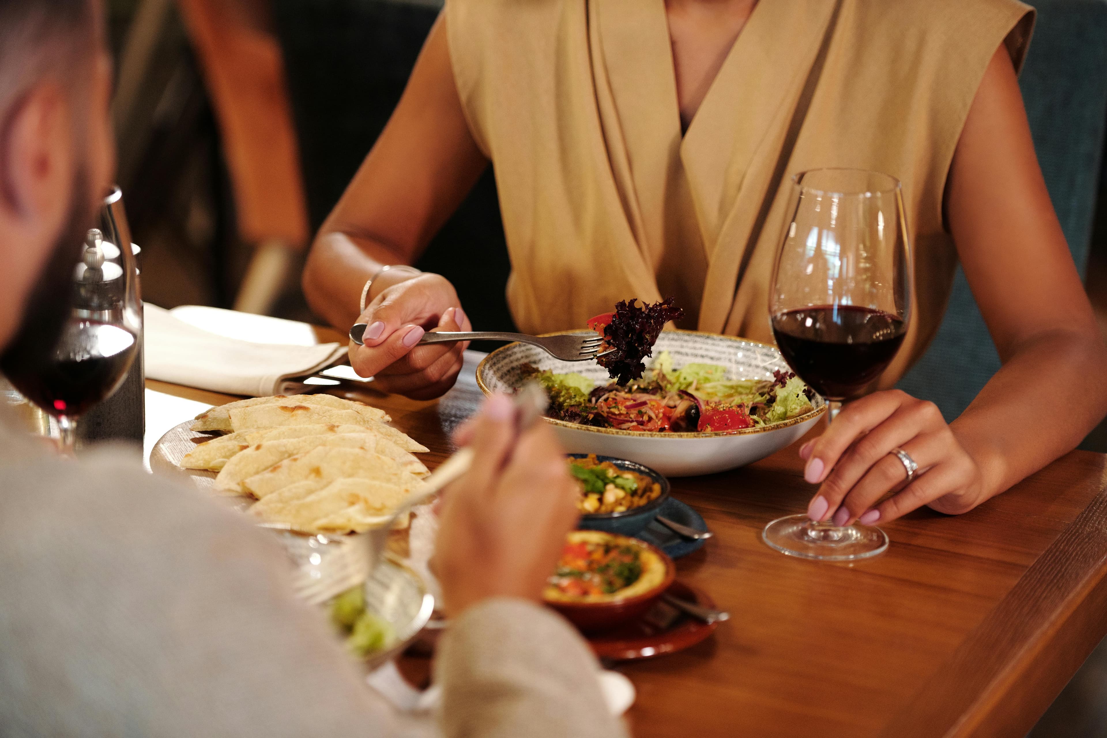 Group dinner out at an upscale restaurant