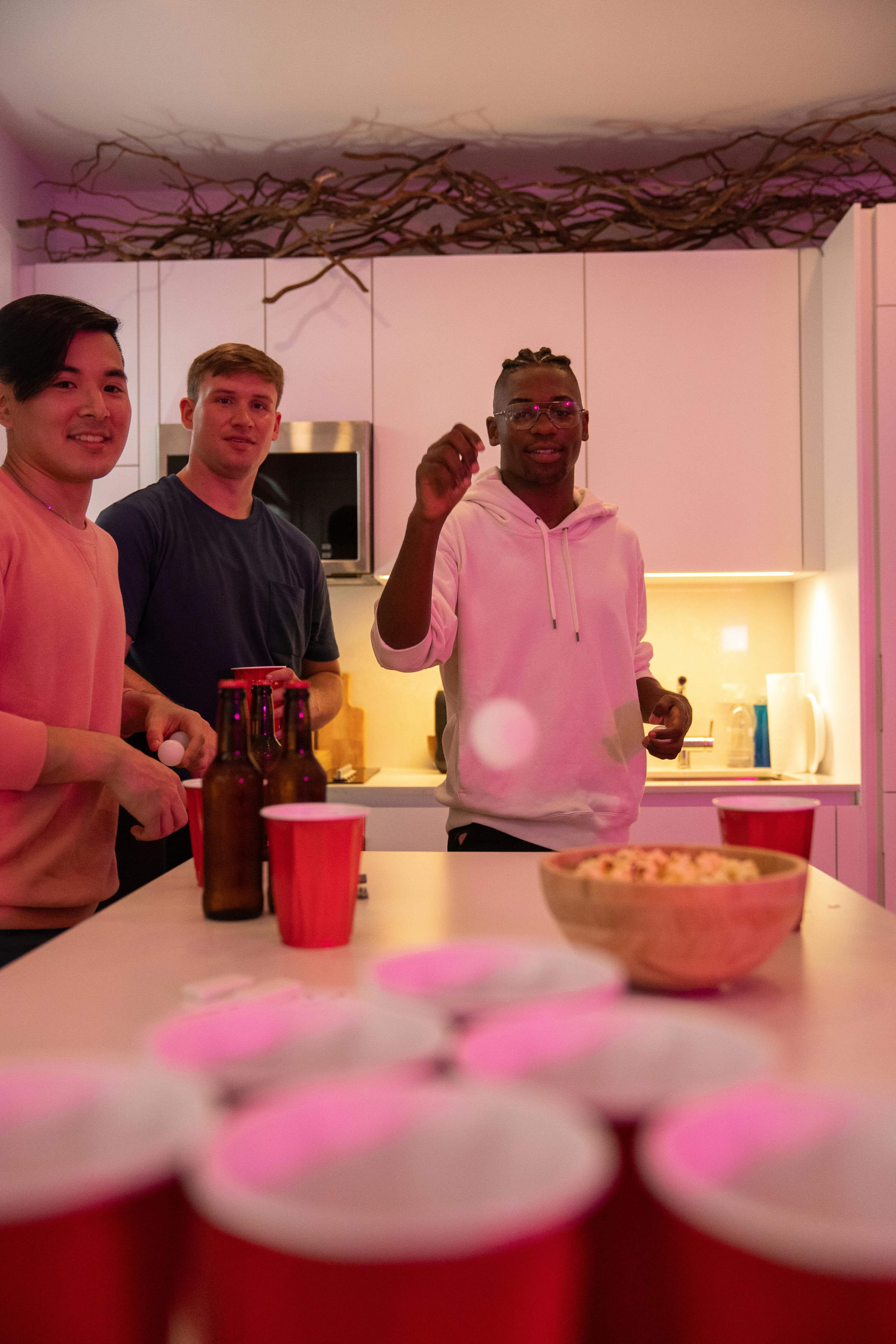 Guys night out group heading to the bars