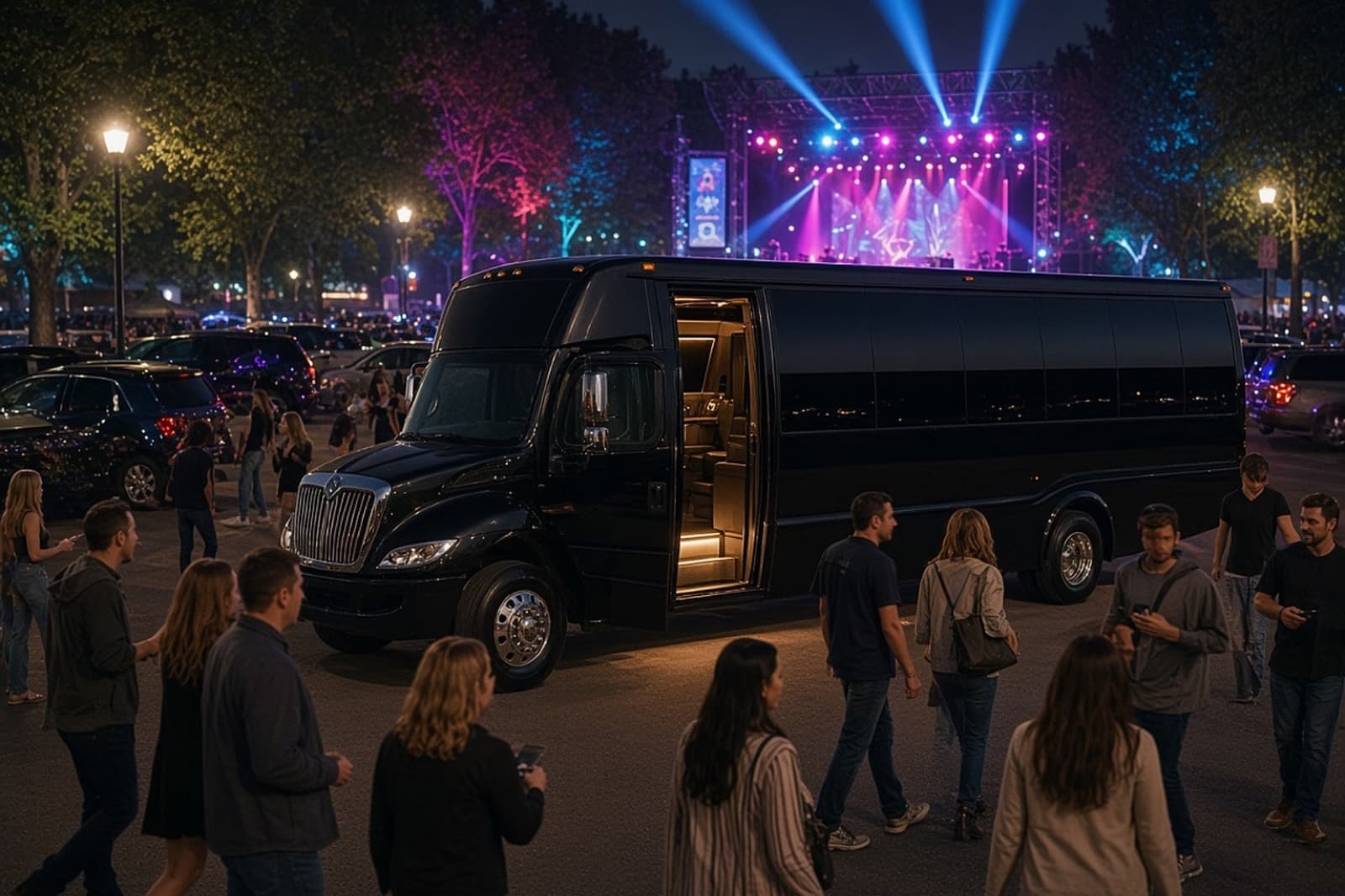 Festival crowd in front of a main stage