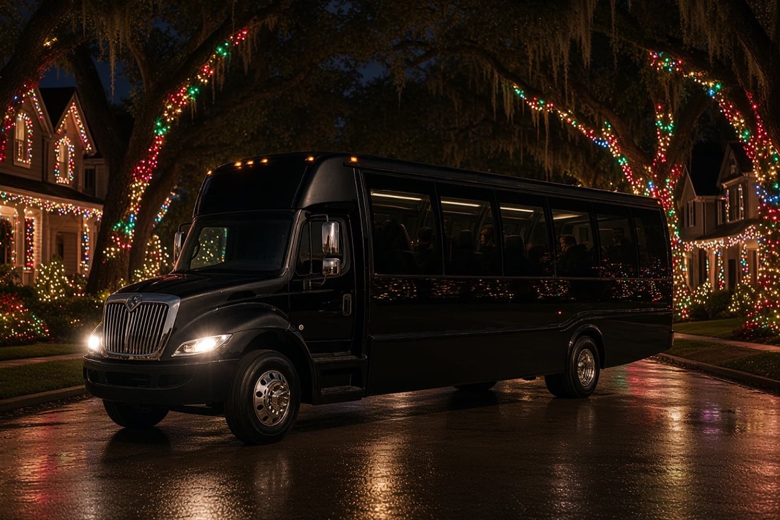 Holiday lights display at night