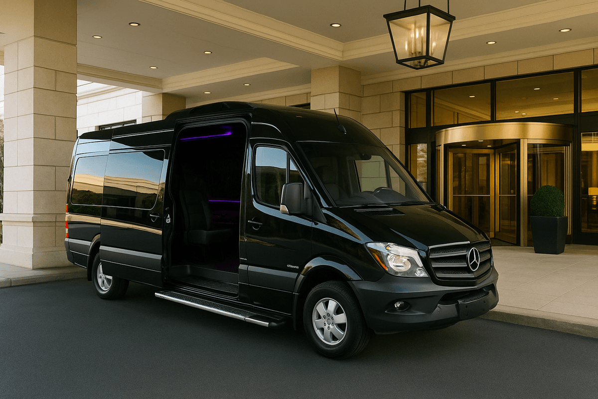Our 10-passenger limo sprinter, exterior