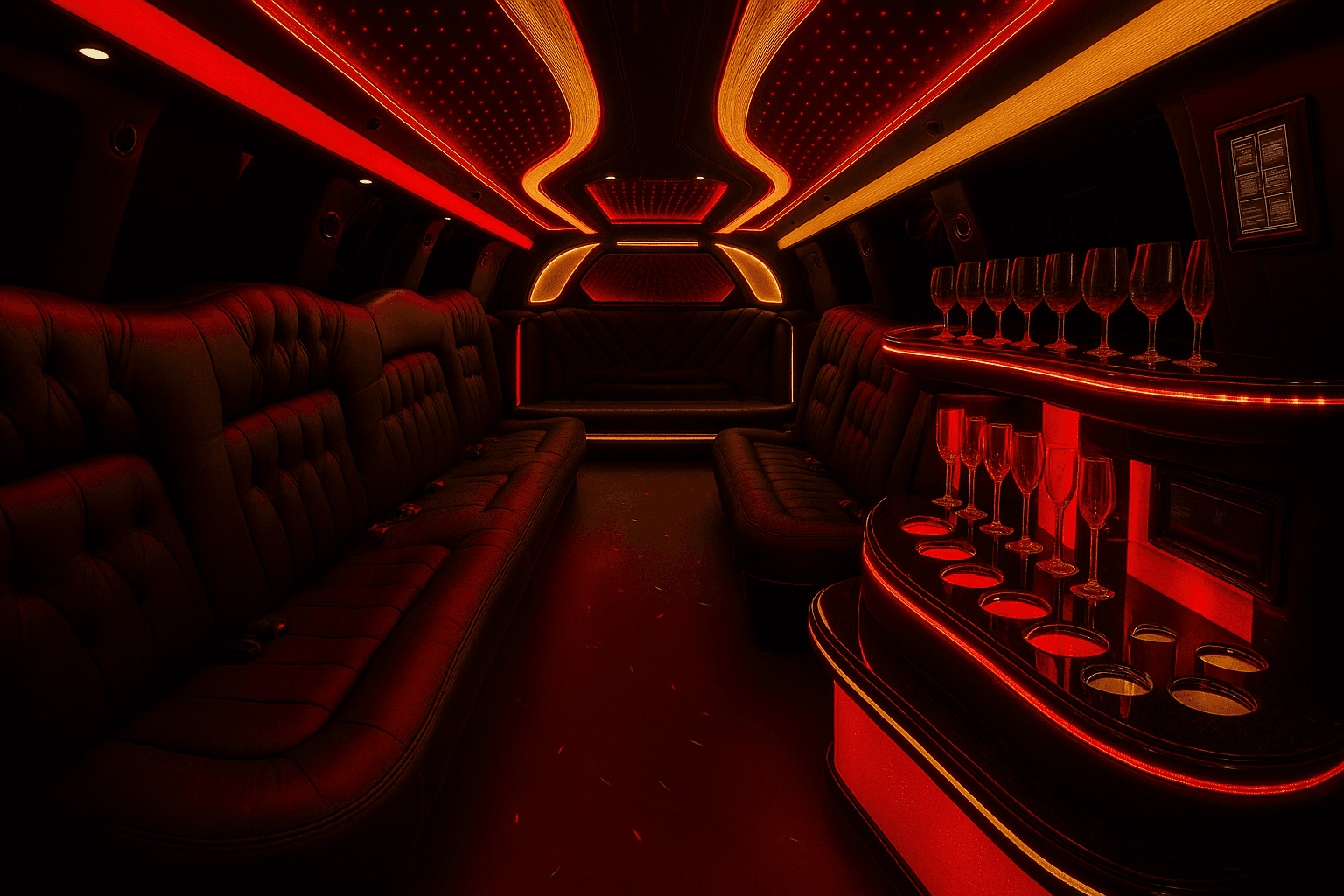 Vehicle photo: 12 Passenger Stretch Limo interior