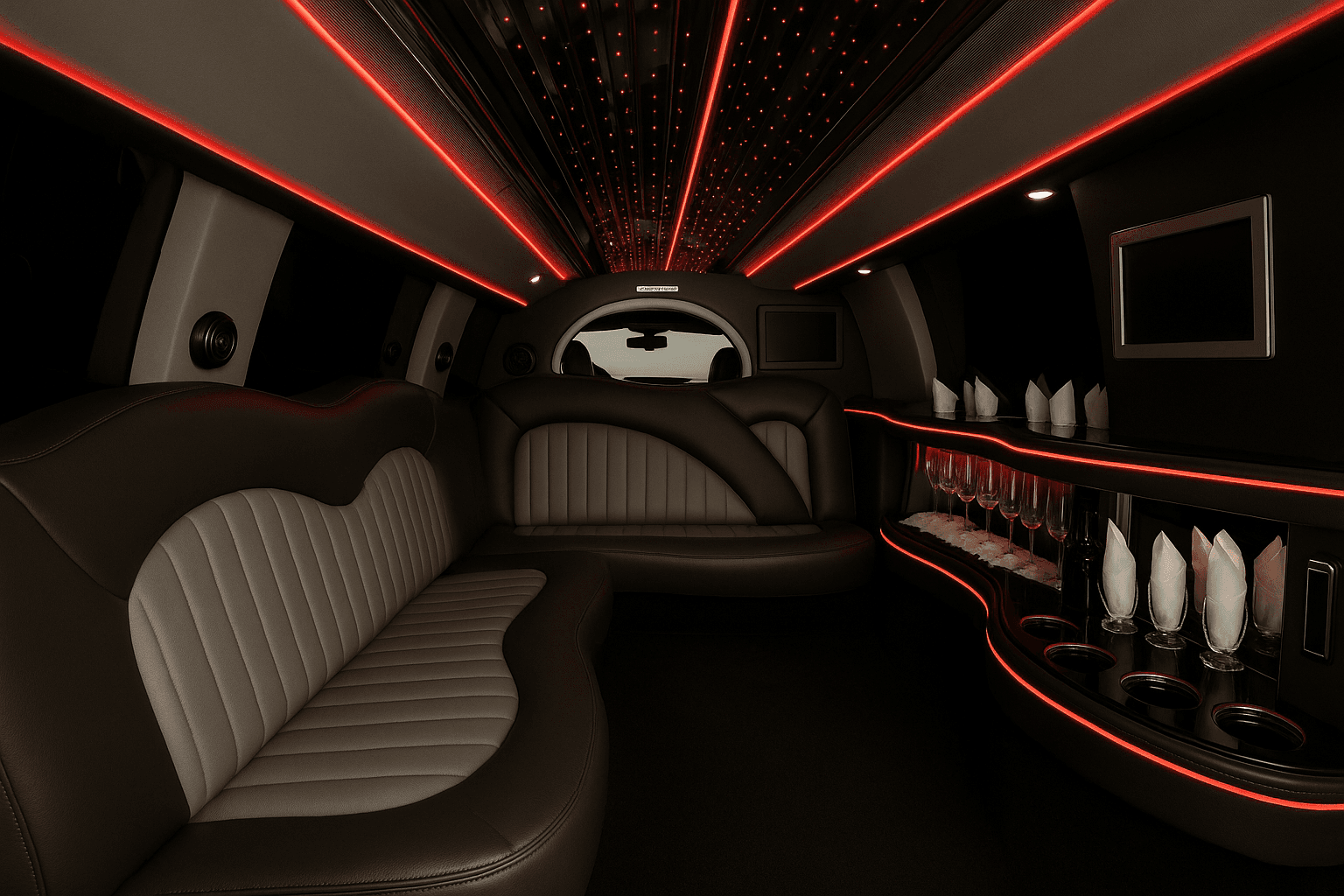 Vehicle photo: 14 Passenger Stretch Limo interior