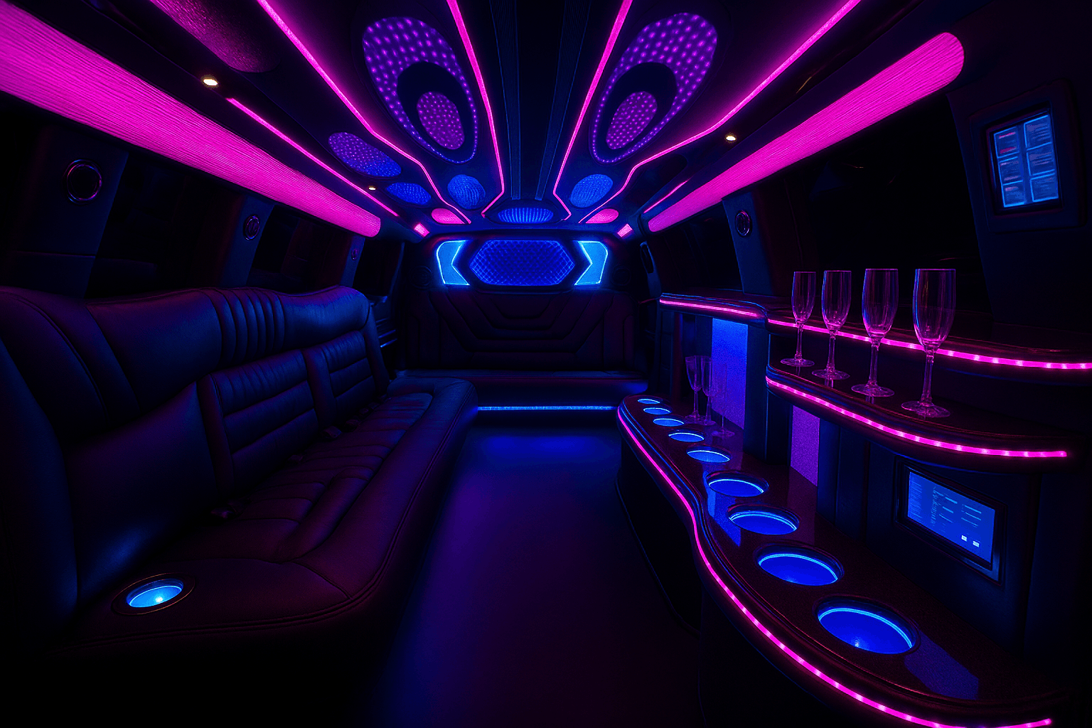 18 Passenger Escalade Limo interior
