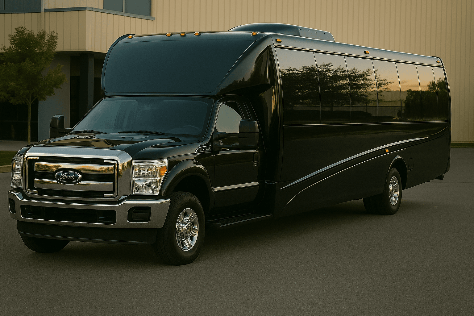 Vehicle photo: 24 Passenger Coach Bus exterior