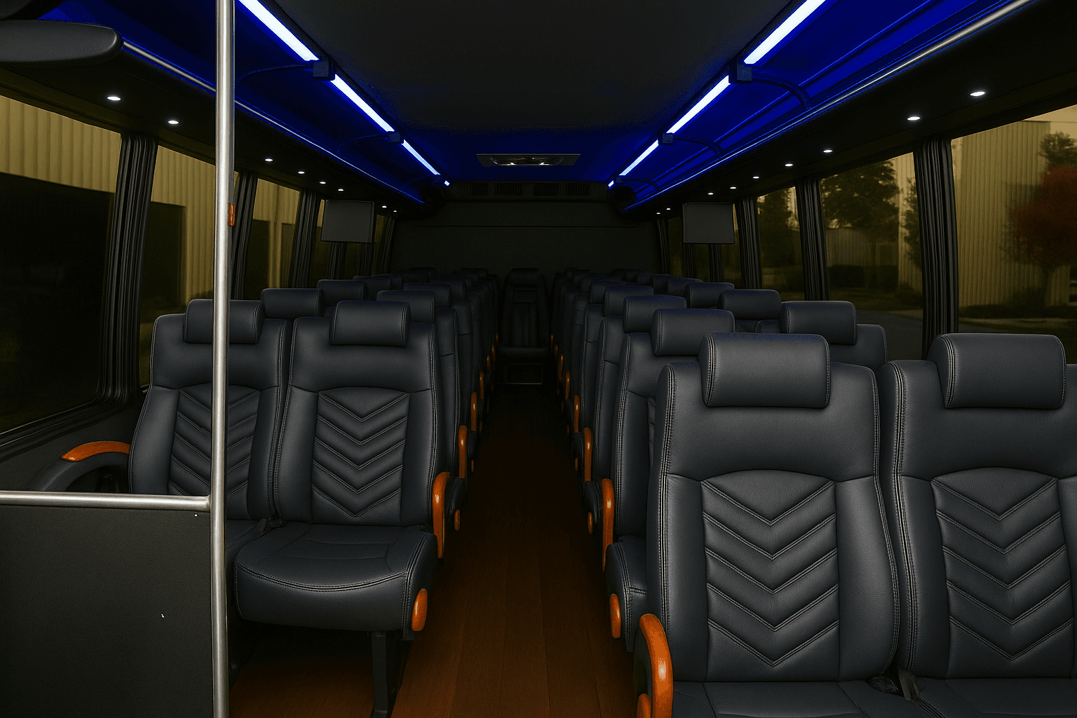 Vehicle photo: 30 Passenger Coach Bus interior