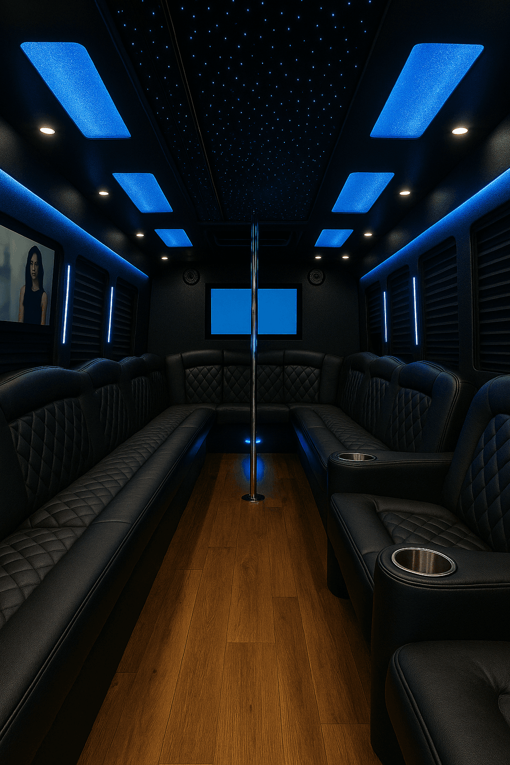 Vehicle photo: 30 Passenger Party Bus interior