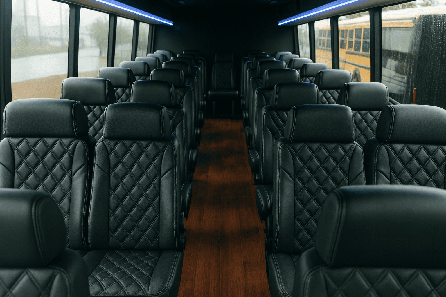 Vehicle photo: 32 Passenger Coach Bus interior