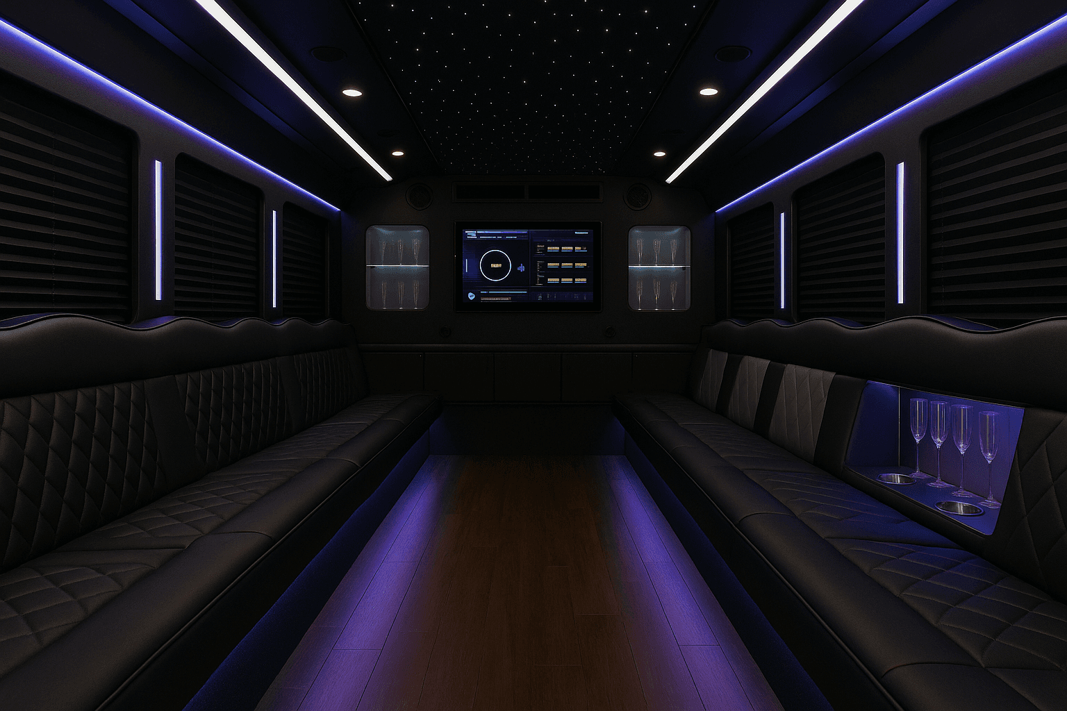 Vehicle photo: 34 Passenger Party Bus interior