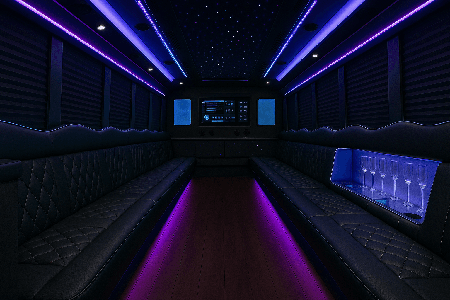 Vehicle photo: 38 Passenger Party Bus interior