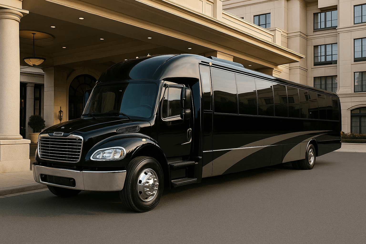 Vehicle photo: 44 Passenger Coach Bus exterior