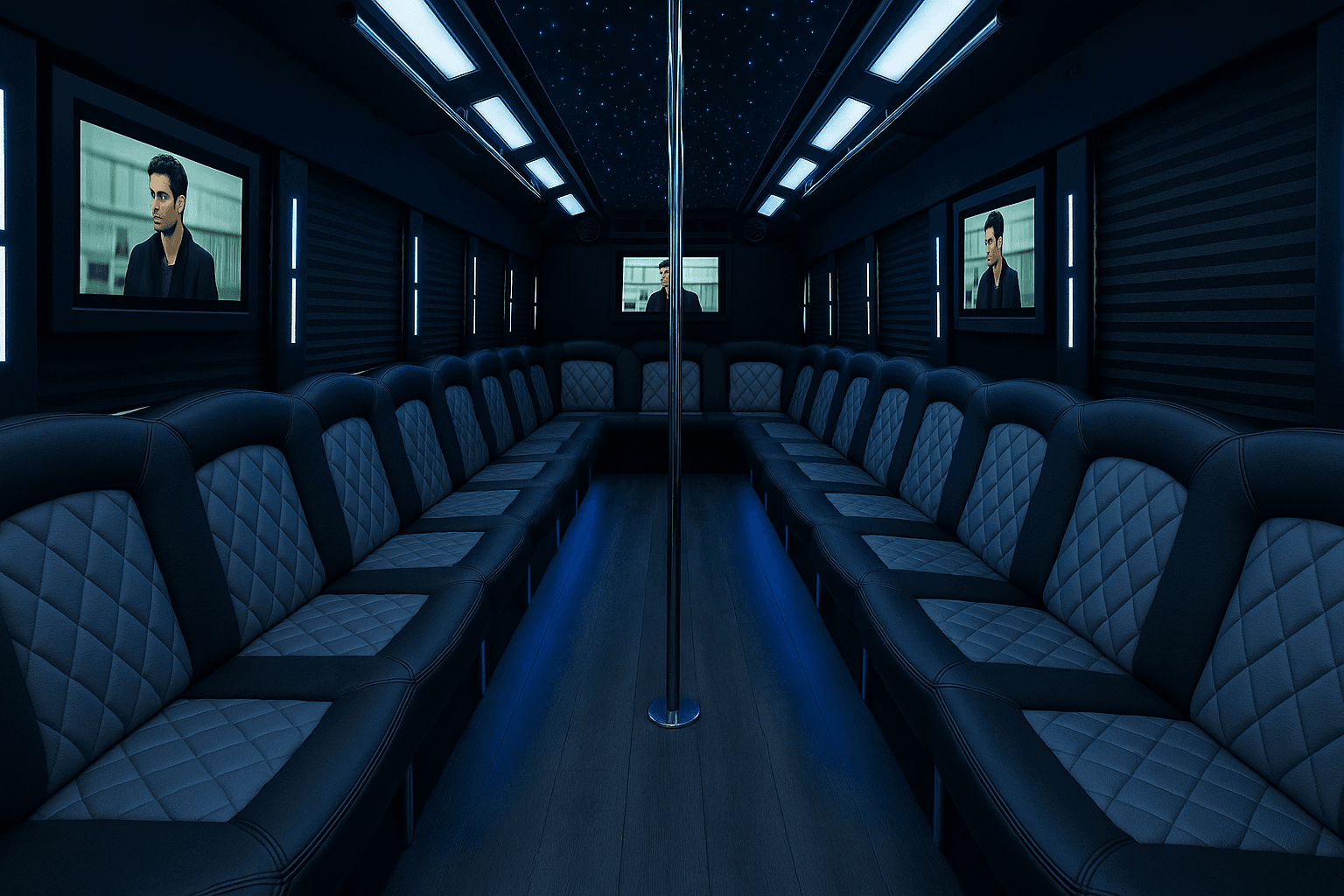 Vehicle photo: 45 Passenger Party Bus interior