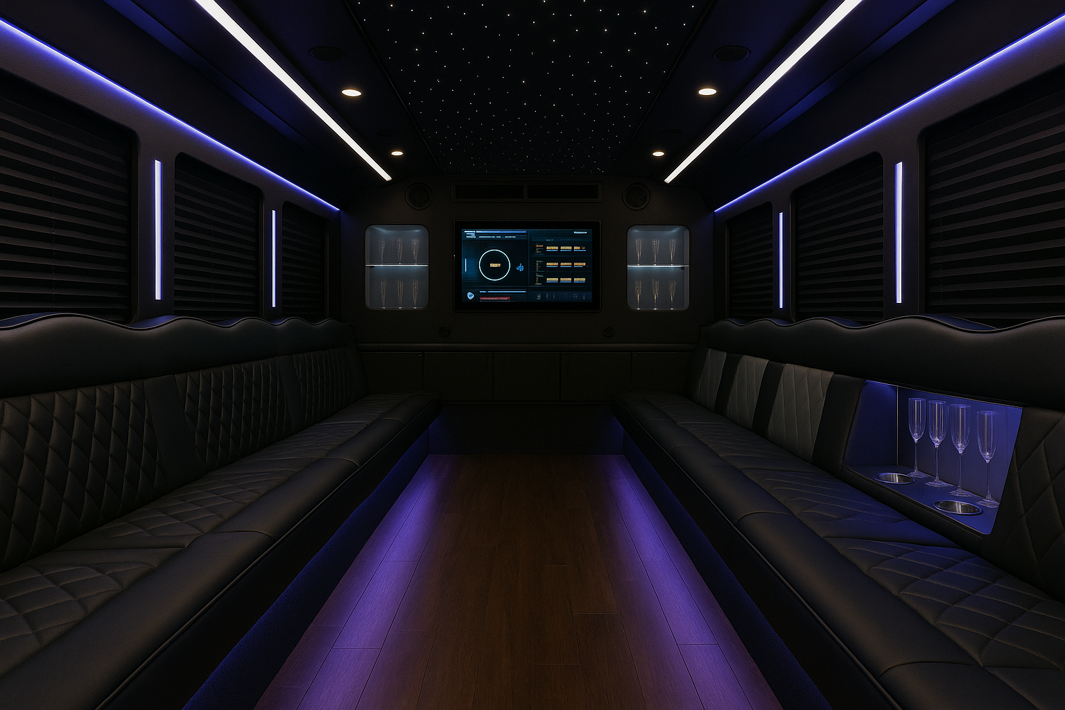 34 Passenger Party Bus interior thumbnail